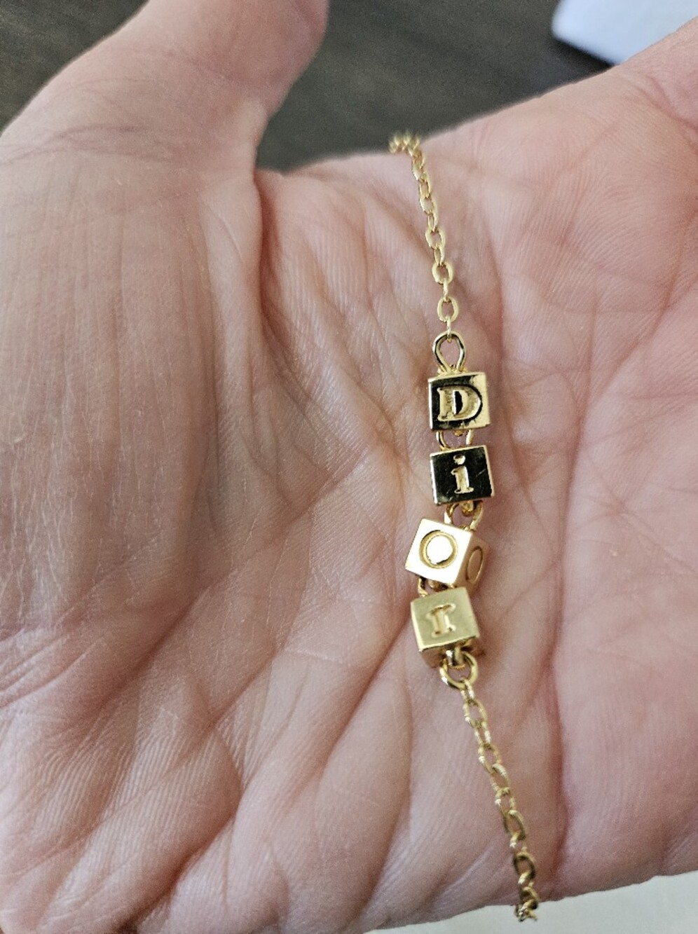 Christian Dior Gold Tone DIOR Cube Bracelet 6 3/4" + Dior Dust & Shopping Bag - Picture 8 of 9